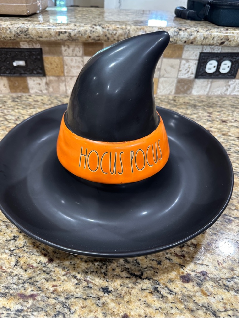 Hocus Pocus Halloween Witch Hat Serving Tray - Black and Orange